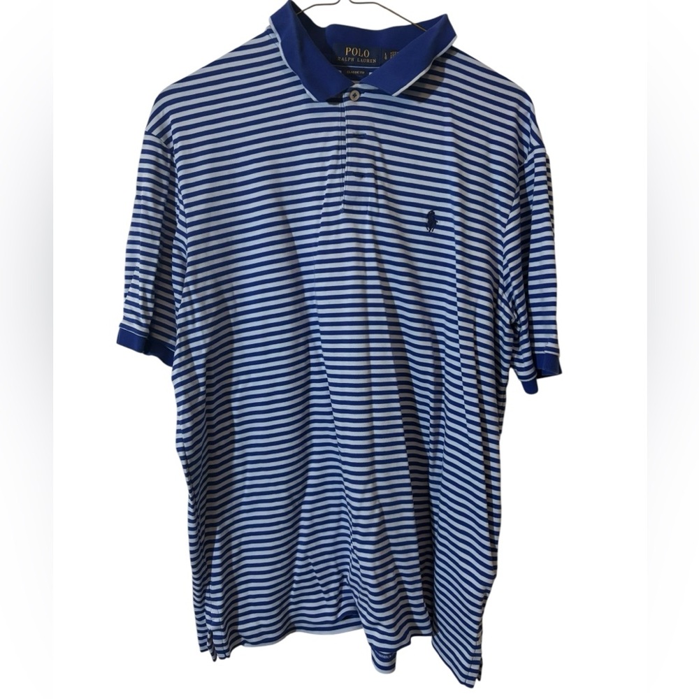 Ralph Lauren Blue and White Striped Polo Shirt